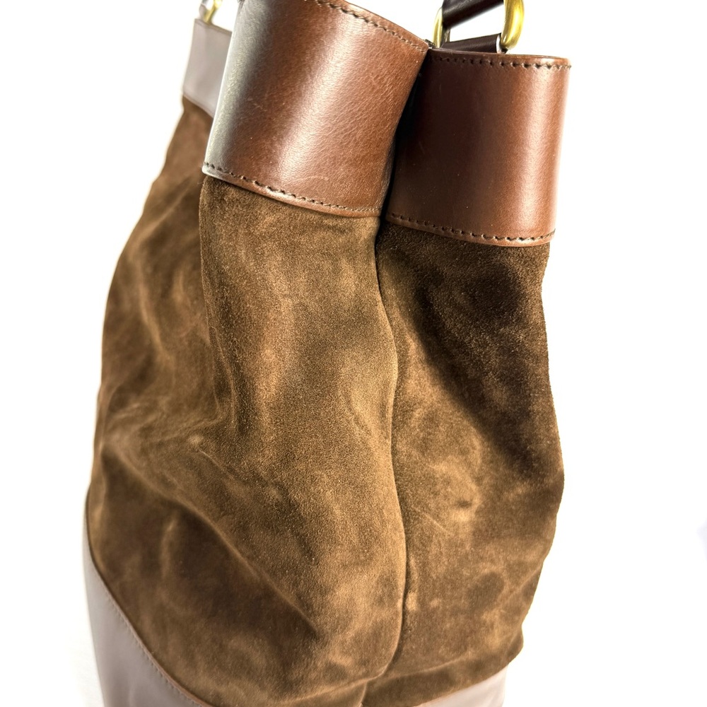 Saks Fifth Avenue Brown Leather and Suede Shoulder Bag - Picture 6 of 15